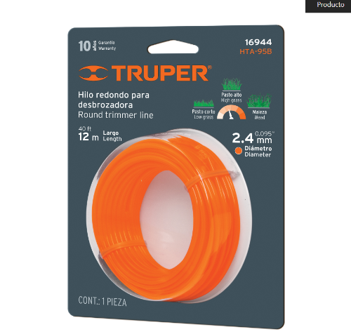 Hilo Redondo Para Desbrozadora 2.4mmX12Mt 16944 Truper